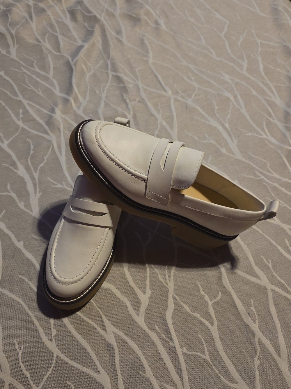 Everlane White Leather Penny Loafers